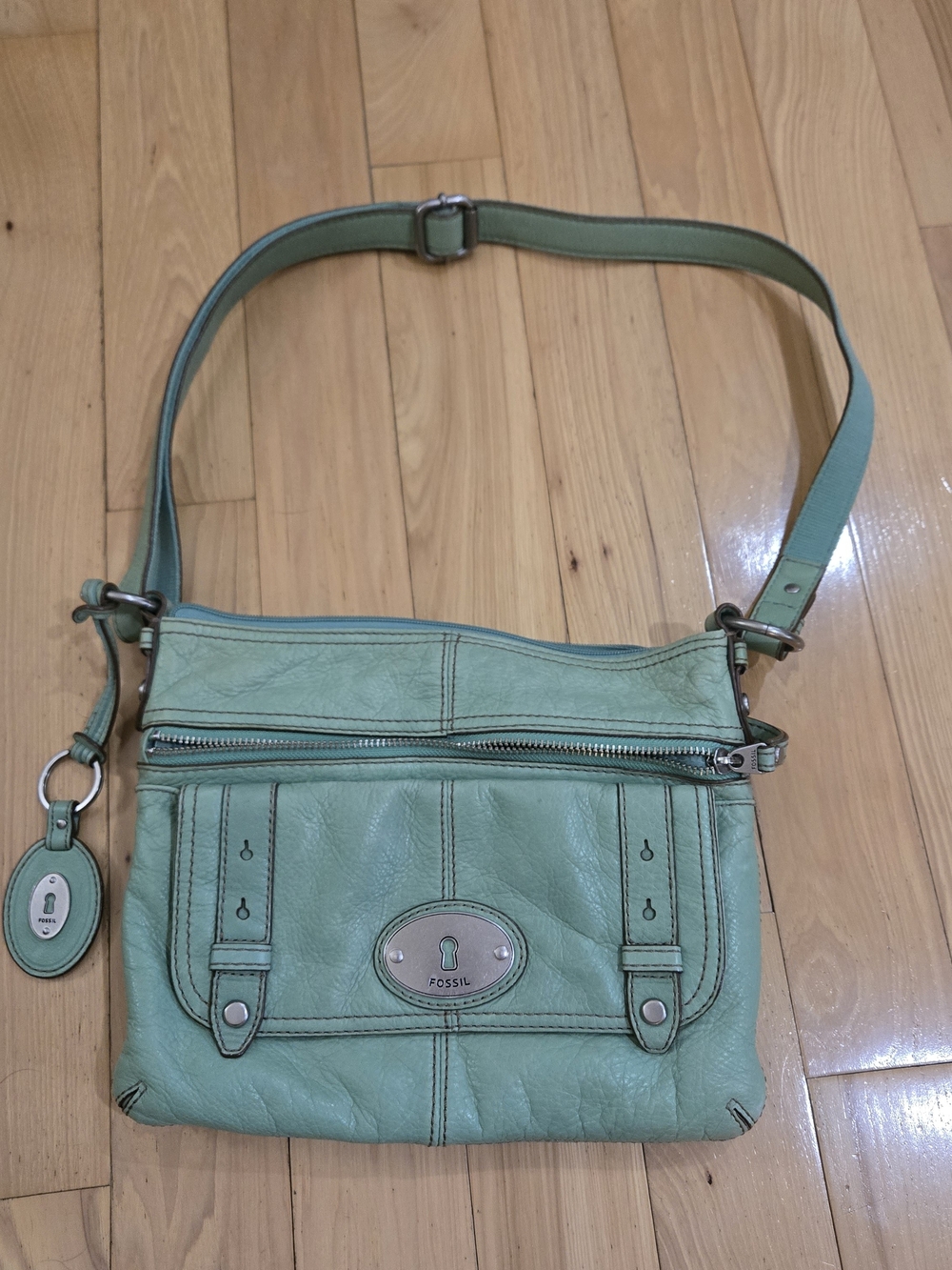 Fossil Mint Leather Crossbody Bag